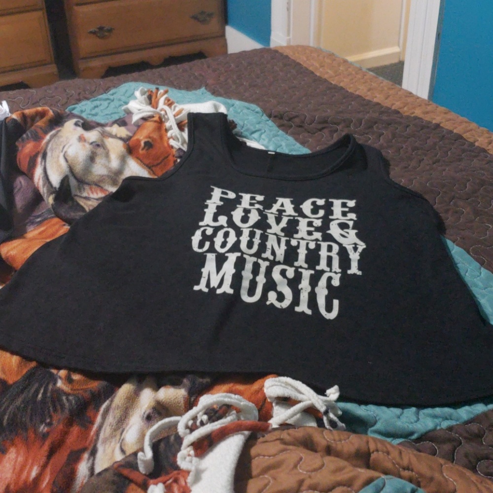 Peace, love, and country music tank top